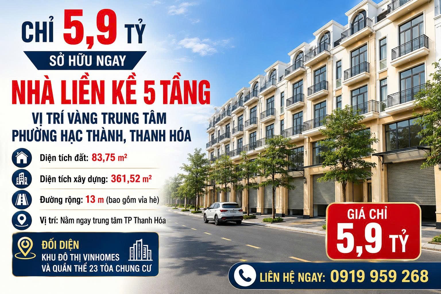 LIỀN KỀ, SHOPHOUSE CUỐI CÙNG - CENTRAL RIVERSIDE. CĐT: 09666 343 969