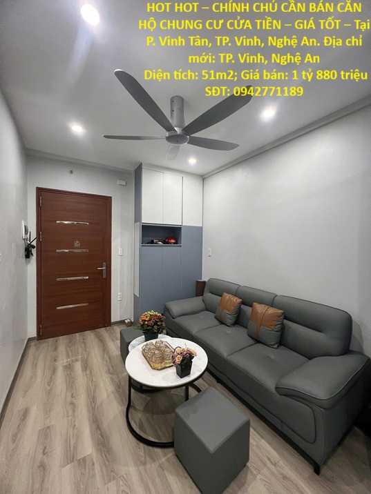 HOT HOT – CHÍNH CHỦ CẦN BÁN CĂN HỘ CHUNG CƯ CỬA TIỀN – GIÁ TỐT – Tại P. Vinh Tân, TP. Vinh, Nghệ An