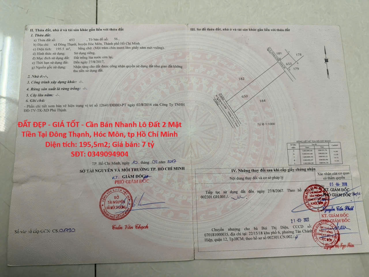 ĐẤT ĐẸP - GIÁ TỐT - Cần Bán Nhanh Lô Đất 2 Mặt Tiền Tại Đông Thạnh, Hóc Môn, tp Hồ Chí Minh