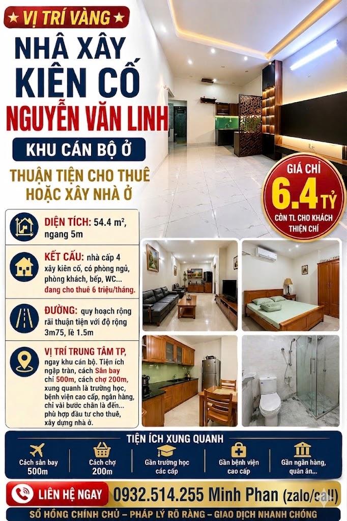 Bán Nhà Nguyễn Văn Linh - Trung Tâm Đà Nẵng - Vị Trí Vàng - Đường Ô tô -  Có Lề - Giá Chỉ 6 tỷ xxx