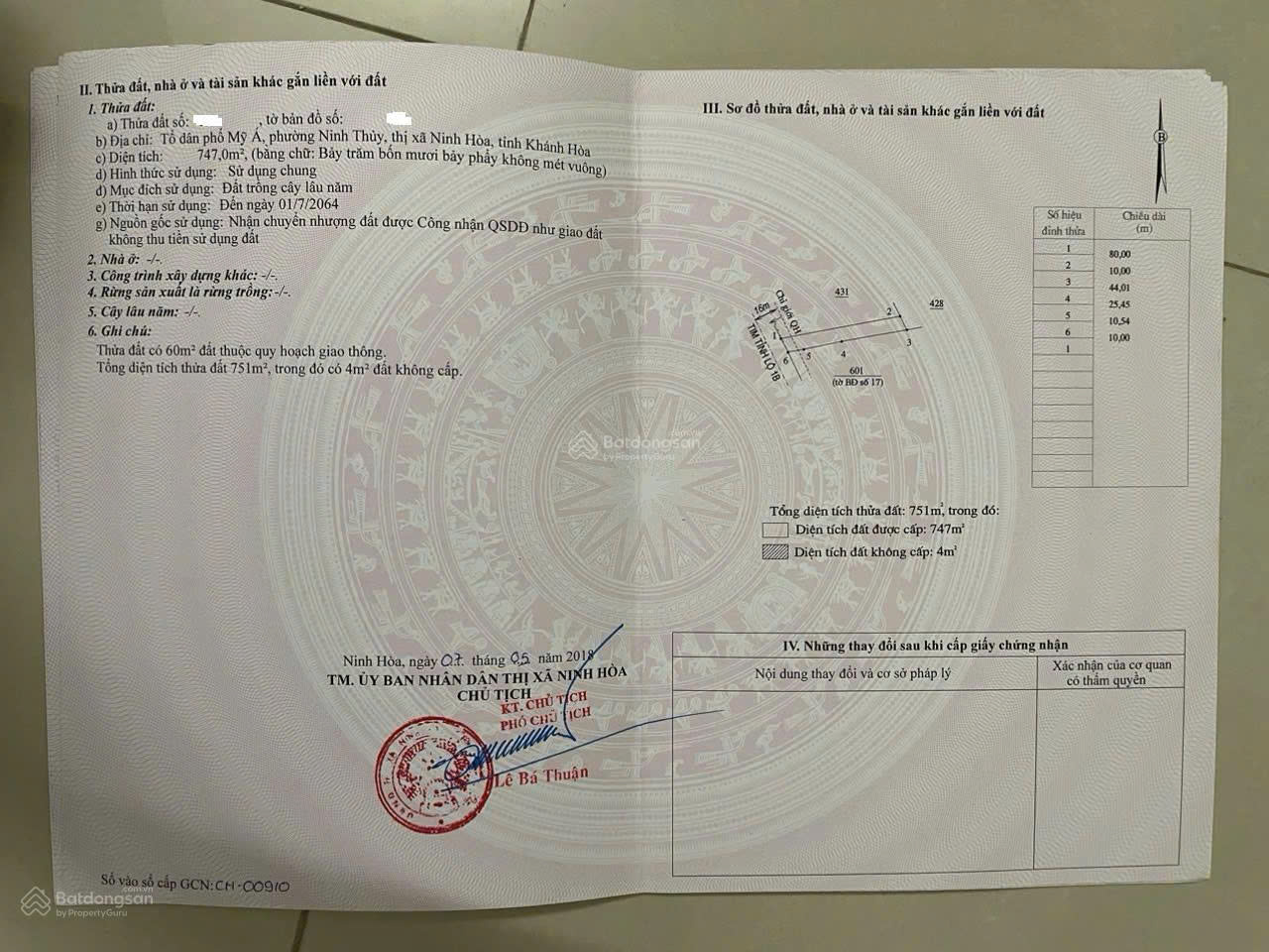 Cần bán đất mặt tiền đường Lê Hồng Phong - phường Đông Ninh Hòa