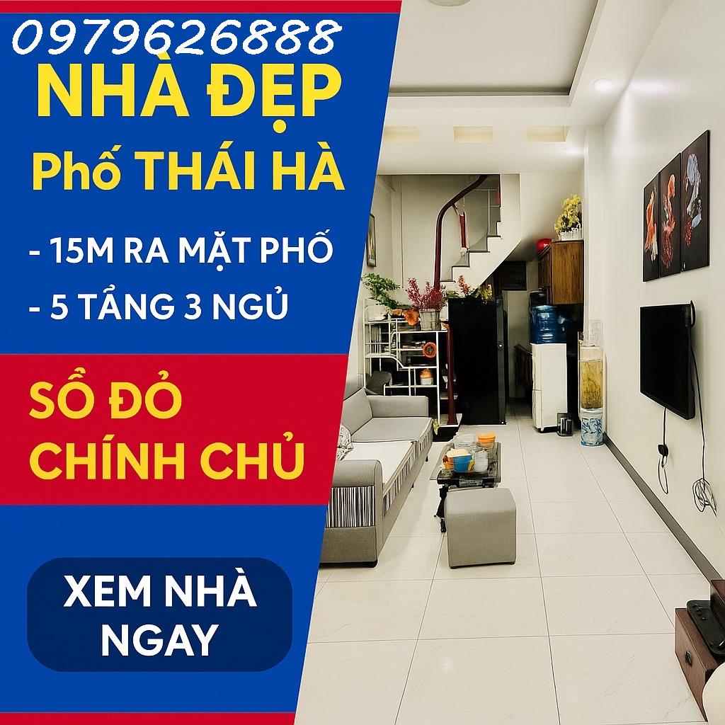 NHÀ PHỐ THÁI HÀ - TRUNG TÂM ĐỐNG ĐA – 5 TẦNG – THOÁNG TRƯỚC SAU – 15M RA MẶT PHỐ