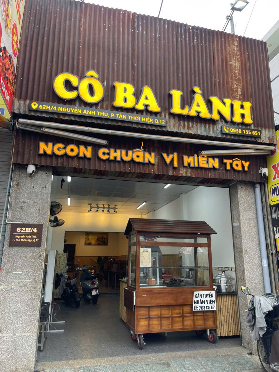 SANG RẺ QUÁN CÀRI - CƠM, ĐẸP LẮM CHỈ 98tr , NGAY MT ĐƯỜNG LỚN NGUYỄN ẢNH THỦ SẦM UẤT , MB thuê: 14 tr, Tel  : 0938135651  ( Chính chủ )