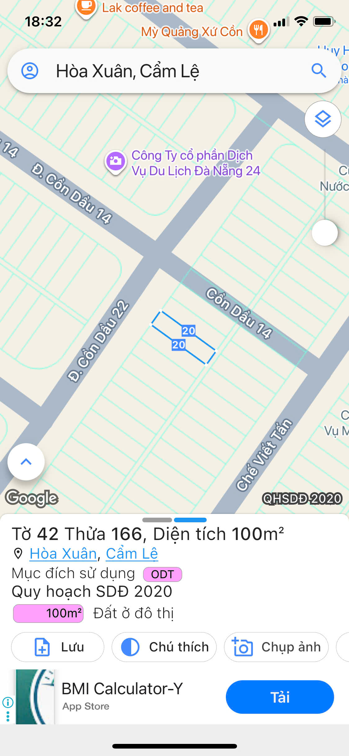 Bán đất đường CỒN DẦU 22 - Hoà Xuân- Cẩm Lệ . DT 100m2 giá 6ty6 LH 0942992361