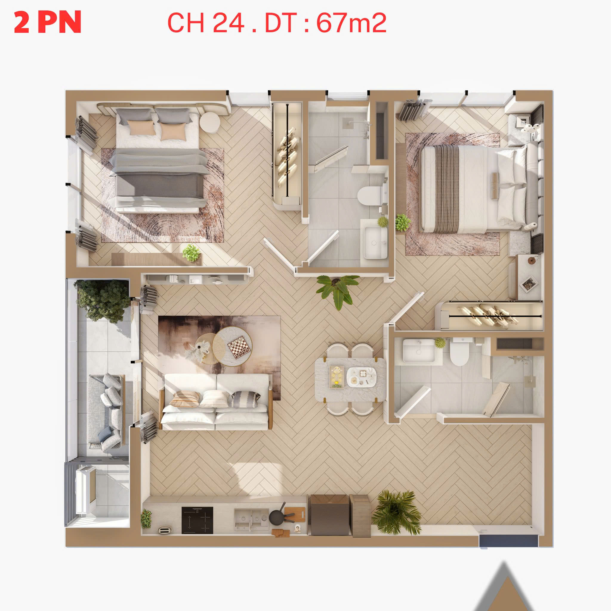 Bán căn 2 ngủ + 68.86m tầng vừa view cực đẹp Galia Hà Nội