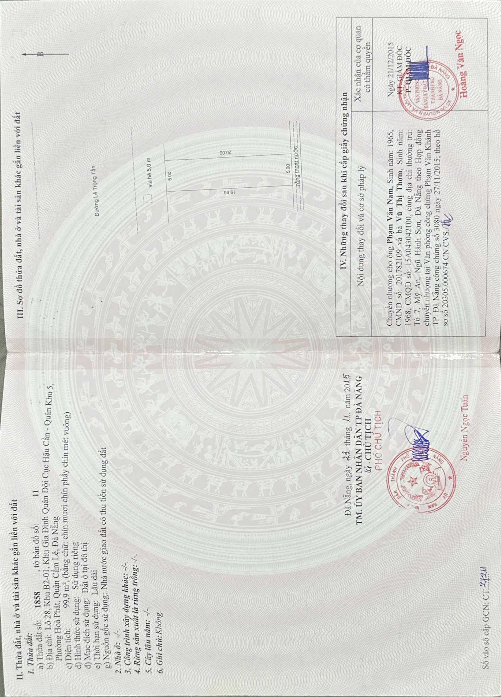 Bán đất MT đường LÊ TRỌNG TẤN (đường 10m5) đối diện Khu Quân Đội. DT 100m2 giá 4ty5 LH 0942992361