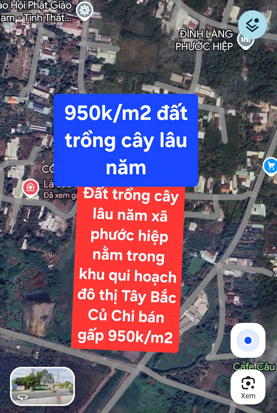 BÁN GẤP 14.250M² ĐẤT TRỒNG CÂY LÂU NĂM TẠI XÃ PHƯỚC HIỆP, HUYỆN CỦ CHI, TP HỒ CHÍ MINH - CHỈ 950.000Đ/M²