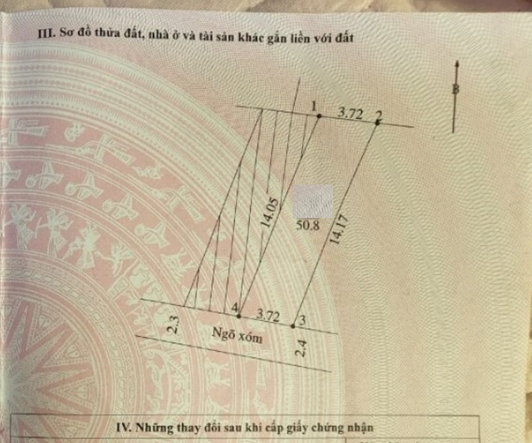 Chỉ hơn 9xx triệu - duy nhất thuỵ hương sót 1 lô 
@ Diện tích 50,8m full thổ cư Thụy Hương 
@ Mặt tiền = hậu 3,72m, không lỗi phong thủy
@ Ngõ nông, ô tô đỗ cửa