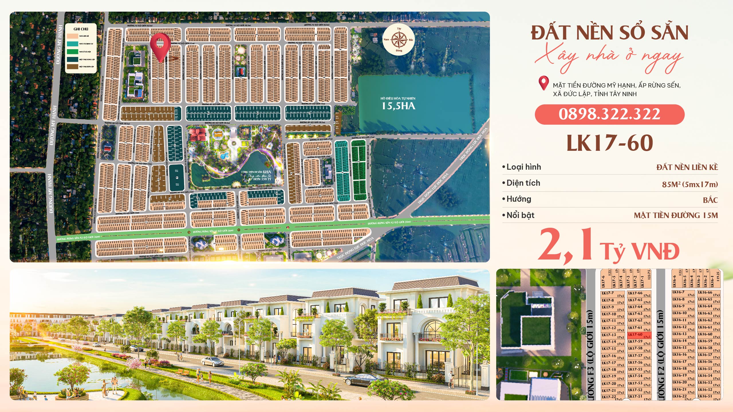 Đất nền sổ sẵn tại Long An, pháp lý hoàn chỉnh, nhận đất xây nhà ngay, chỉ từ 2,1 tỷ/nền
