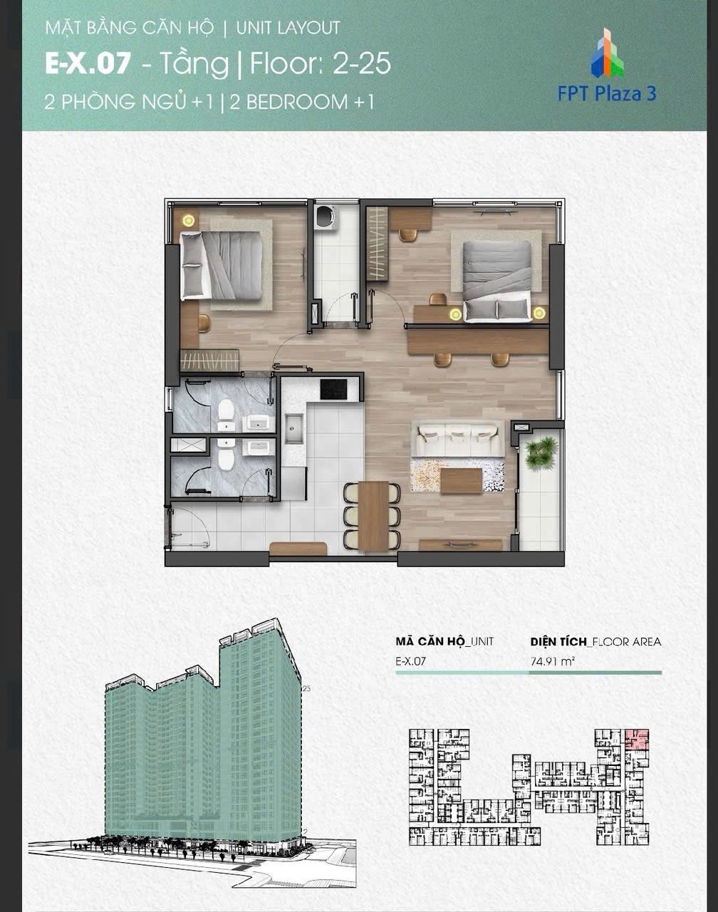 ???? CHUYỂN NHƯỢNG CĂN HỘ 2PN+ 1 TẠI PLAZA 3 – FPT CITY ĐÀ NẴNG ????