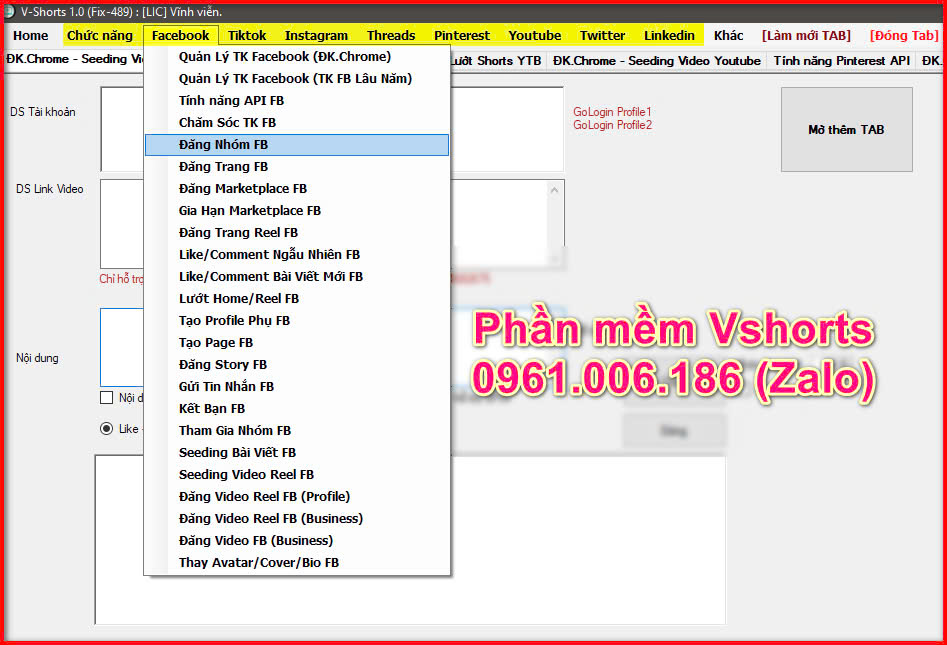 Phần Mềm Vshorts – Phần Mêm  Marketing Facebook Toàn Diện 0961006186