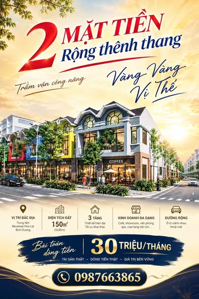 ???? FIESTA CENTRAL BÌNH DƯƠNG –0987663865 SHOPHOUSE 2 MẶT TIỀN, 4,6 TỶ CĂN VỪA Ở VỪA KINH DOANH