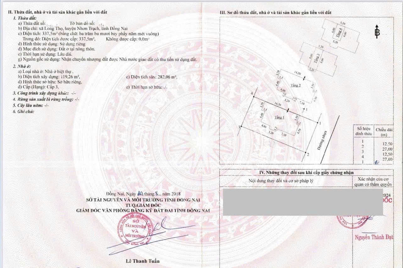 Cần bán căn nhà vườn khu đô thị Hud Nhơn Trạch diện tích 337m2 - Thích hợp cho chuyên gia hay gia đình đông người
