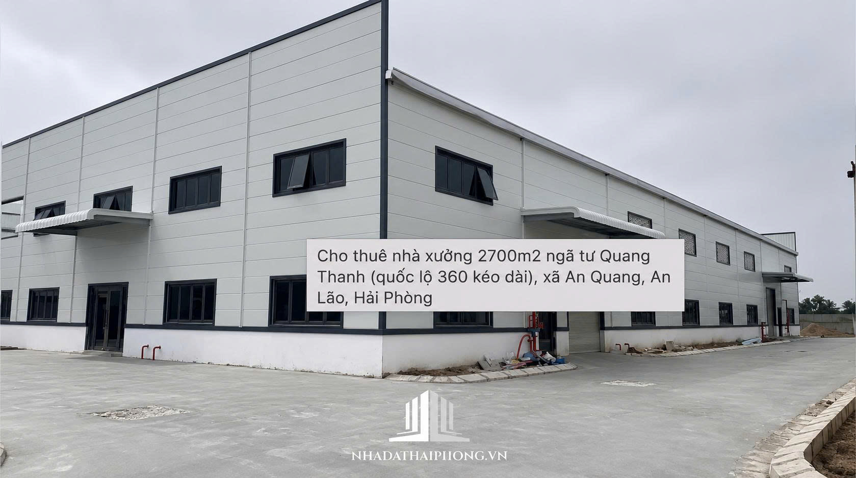 CHO THUÊ NHÀ XƯỞNG 2.700M² – NGÃ TƯ QUANG THANH, AN LÃO, HẢI PHÒNG
