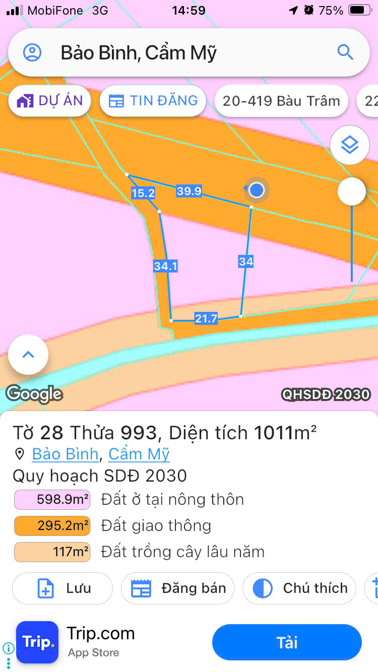 Bán gấp Chưa tới 2 Triệu/m2  có 40m mặt tiền đường chính Long Giao - Bảo Bình