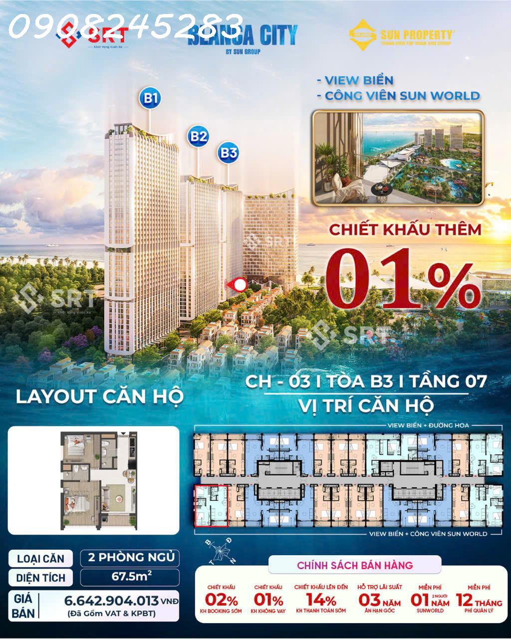 CĂN GÓC 2PN  - MÃ CĂN B3.0703 View công viên