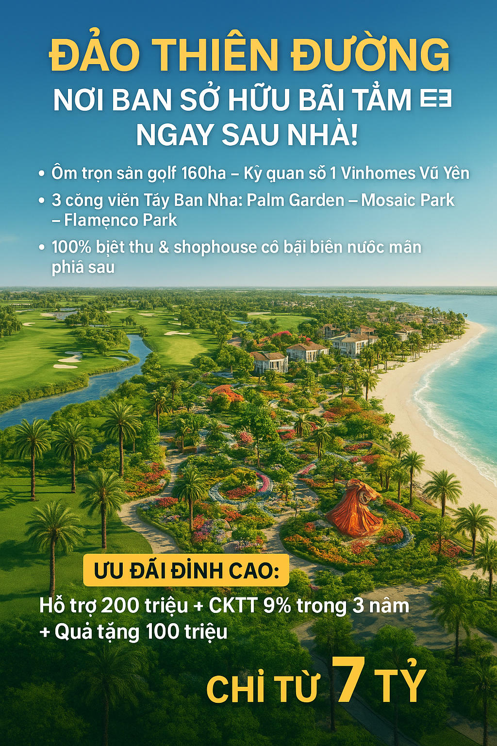 Sale Shophouse Pk Đảo thiên đường một bước ra biển, một tầm nhìn sân golf