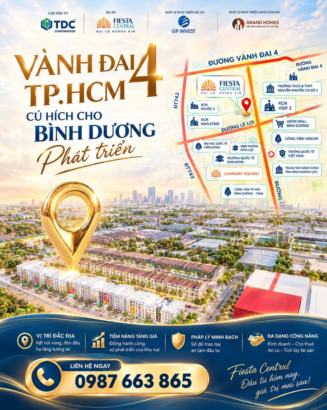DỰ ÁN FIESTAL CENTRAL BÌNH DƯƠNG – 0987663865  SHOPHOUSE 2 MẶT TIỀN – TÀI SẢN KÉP, LINH HOẠT KHAI THÁC