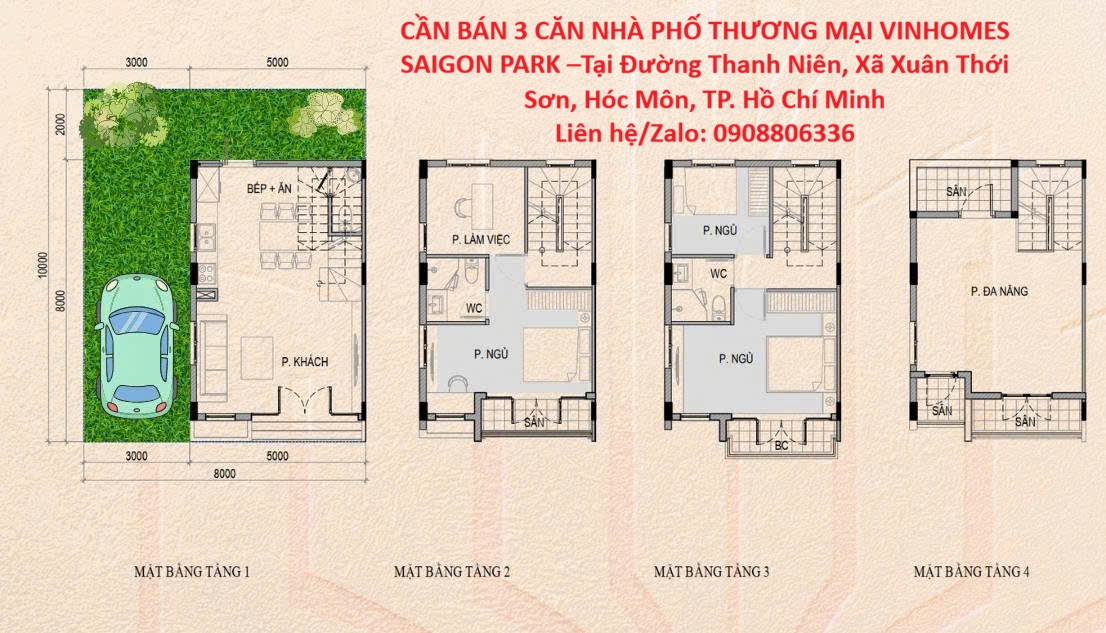 CẦN BÁN 3 CĂN NHÀ PHỐ THƯƠNG MẠI VINHOMES SAIGON PARK –Tại Đ. Thanh Niên, X.Xuân Thới Sơn, Hóc Môn