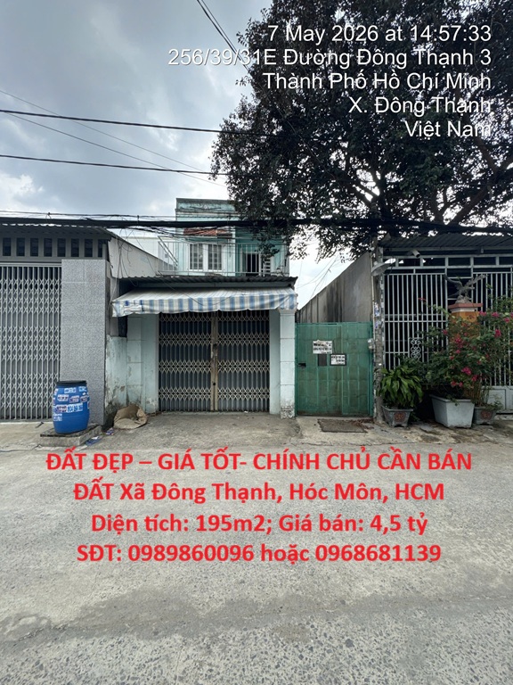ĐẤT ĐẸP – GIÁ TỐT- CHÍNH CHỦ CẦN BÁN ĐẤT Xã Đông Thạnh, Hóc Môn, HCM