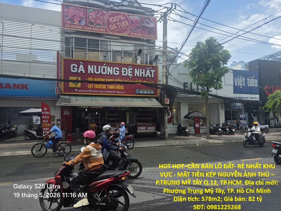 HOT HOT–CẦN BÁN LÔ ĐẤT- RẺ NHẤT KHU VỰC - MẶT TIỀN KÉP NGUYỄN ẢNH THỦ – P.TRUNG MỸ TÂY Q.12, TP.HCM