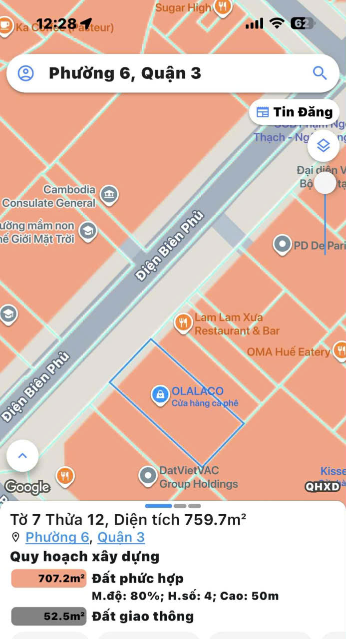 BÁN NHÀ MẶT TIỀN KD Đ.ĐIỆN BIÊN PHỦ, QUẬN 3 - 19M*40M - CPXD 2 HẦM 12 TẦNG - KHÔNG CÓ SẢN PHẨM THỨ 2 SO SÁNH