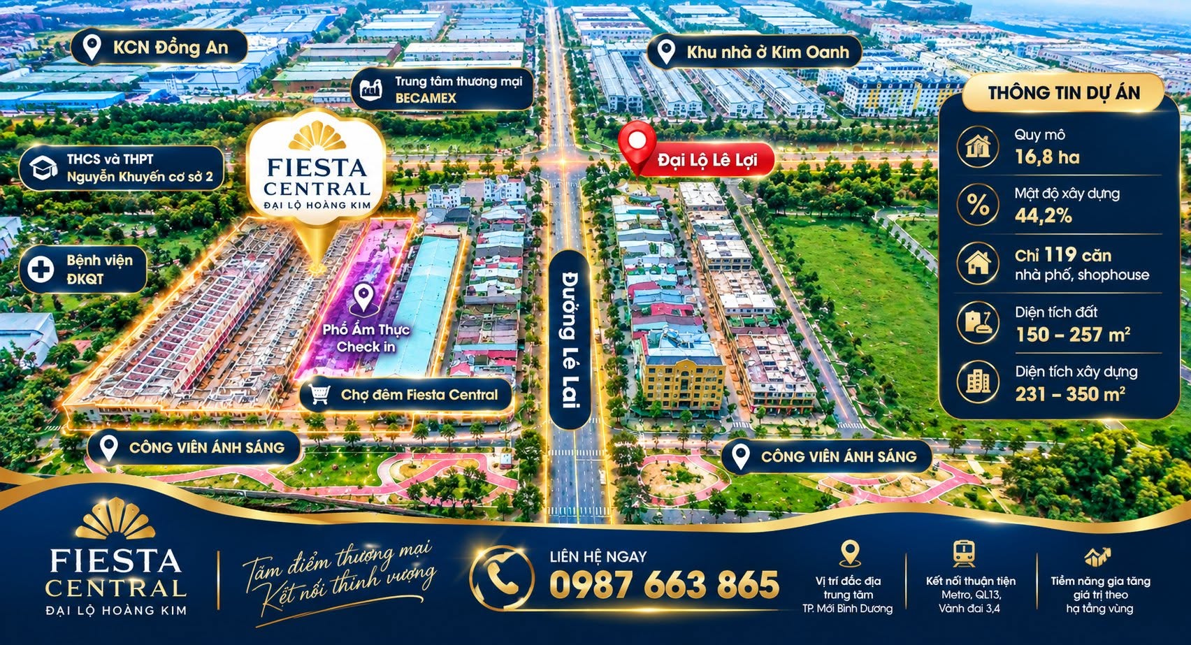 FIESTA CENTRAL BECAMEX BÌNH DƯƠNG 0987663865  – NHÀ PHỐ 2 MẶT TIỀN CHỈ 4,6 TỶ/CĂN