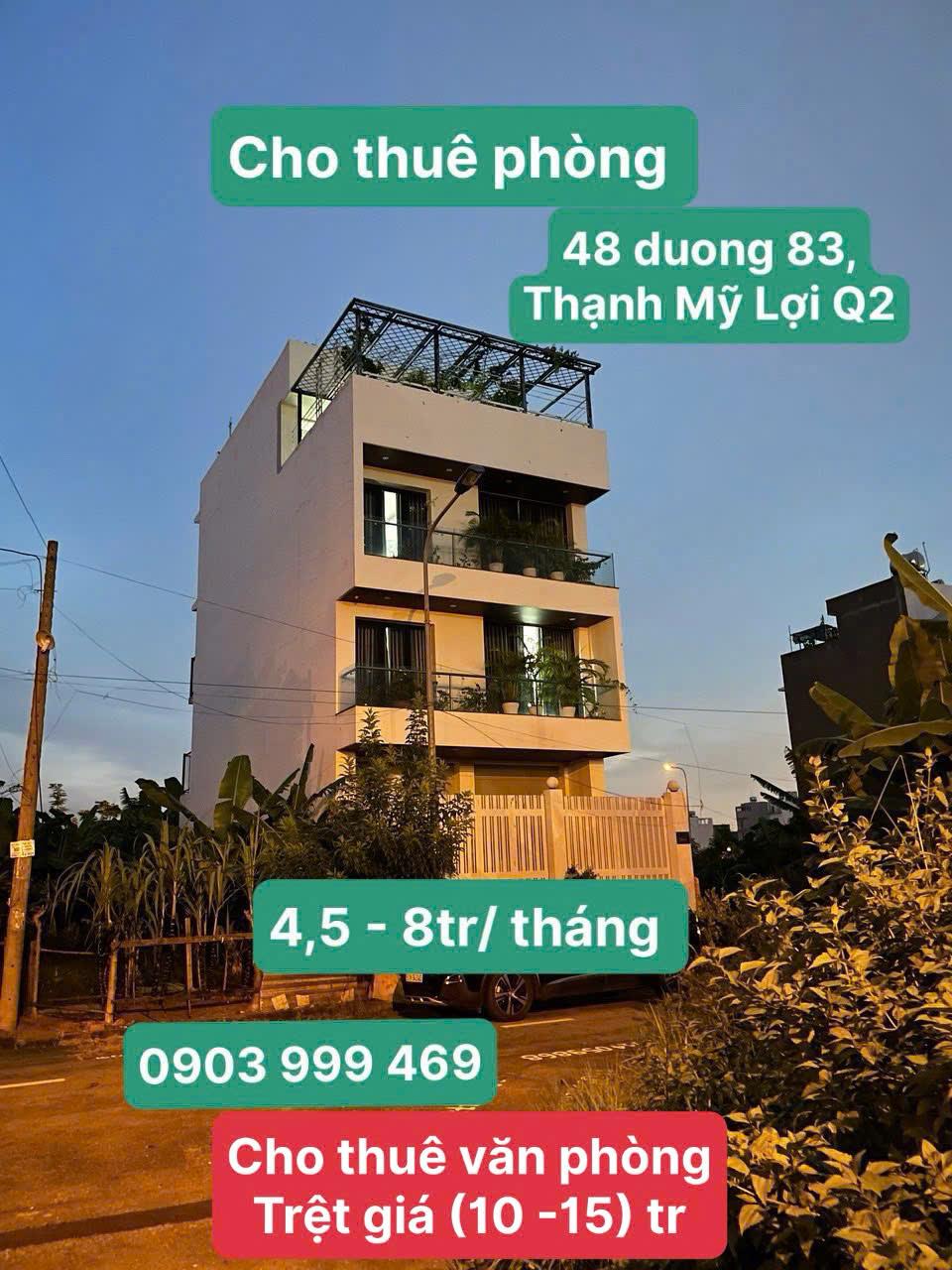 Chính chủ cho thuê văn phòng tầng trệt và CHDV full tiện ích tại Thạnh Mỹ Lợi, Q2