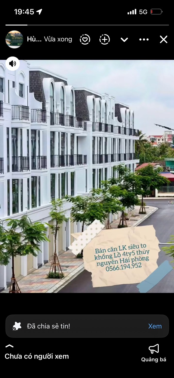 BÁN CĂN LK 4TY 3XX 4 TẦNG THỦY NGUYÊN HẢI PHÒNG DIỆN TÍCH 65M2 .LH 0566.194.952
