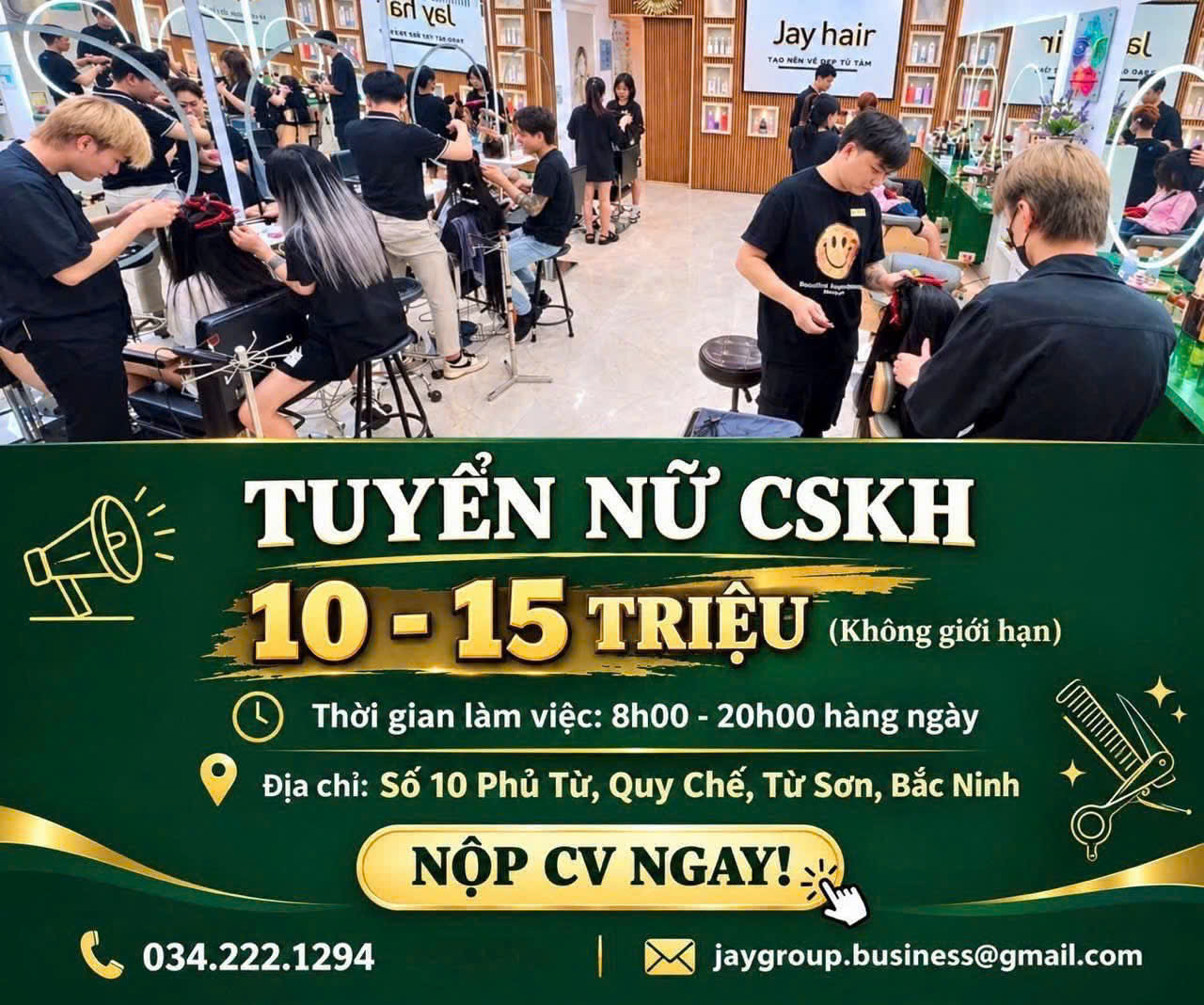 JAY HAIR TUYỂN DỤNG – KẾ TOÁN NỘI BỘ và CSKH