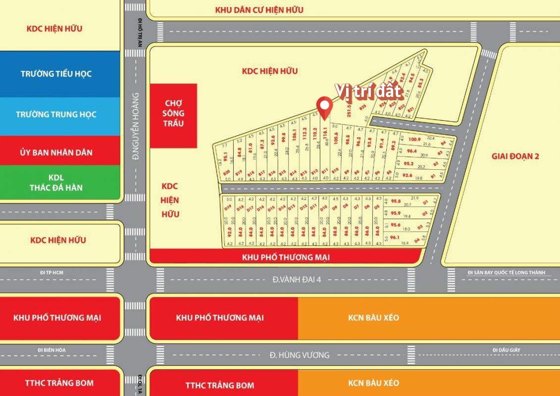 Bán 118m2 đất full thổ cư, gần Nguyễn Hoàng, xã Trảng Bom